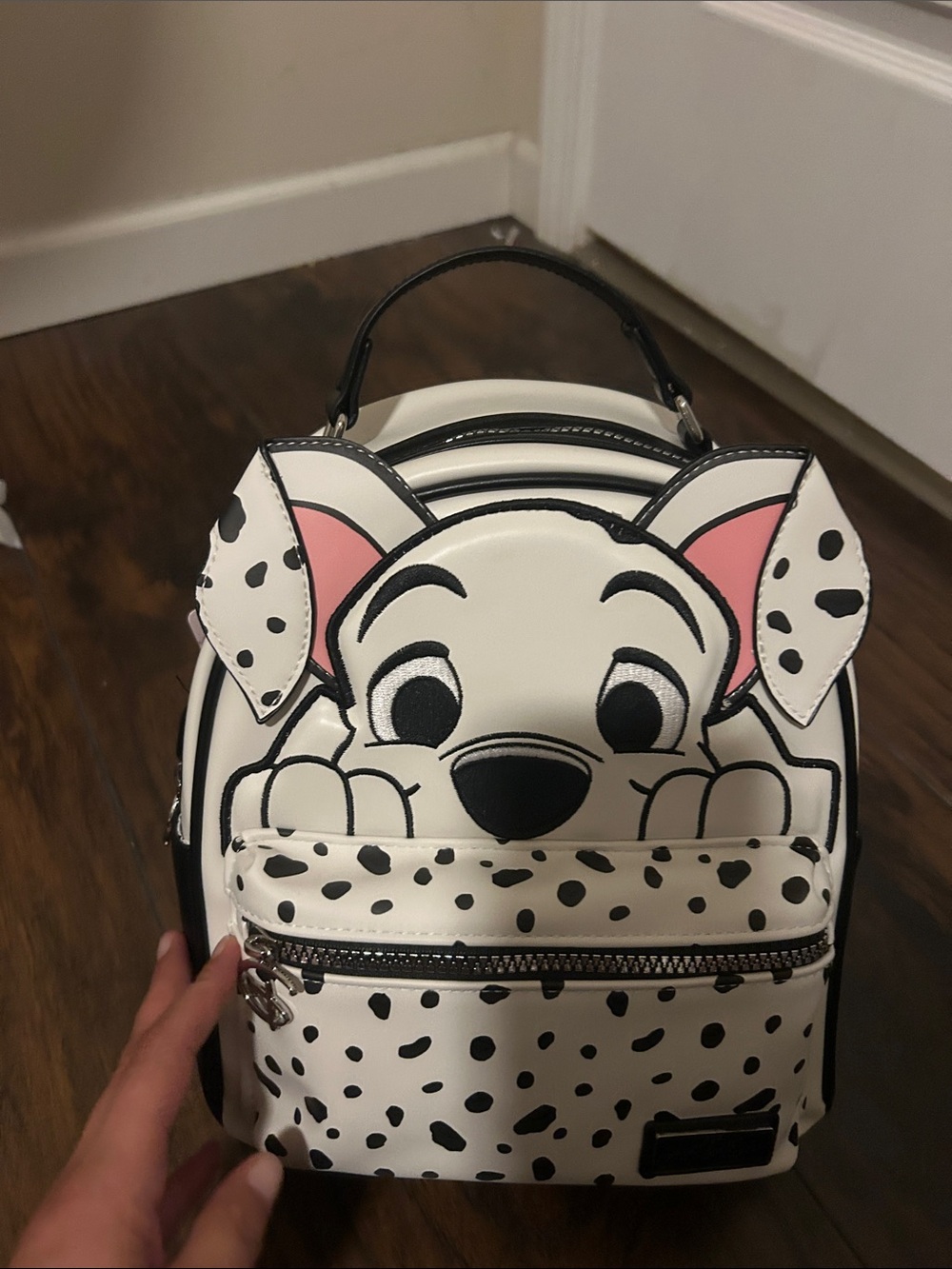 Primark White and Black Dalmatian Puppy Mini Backpack with Pink Ear Detail